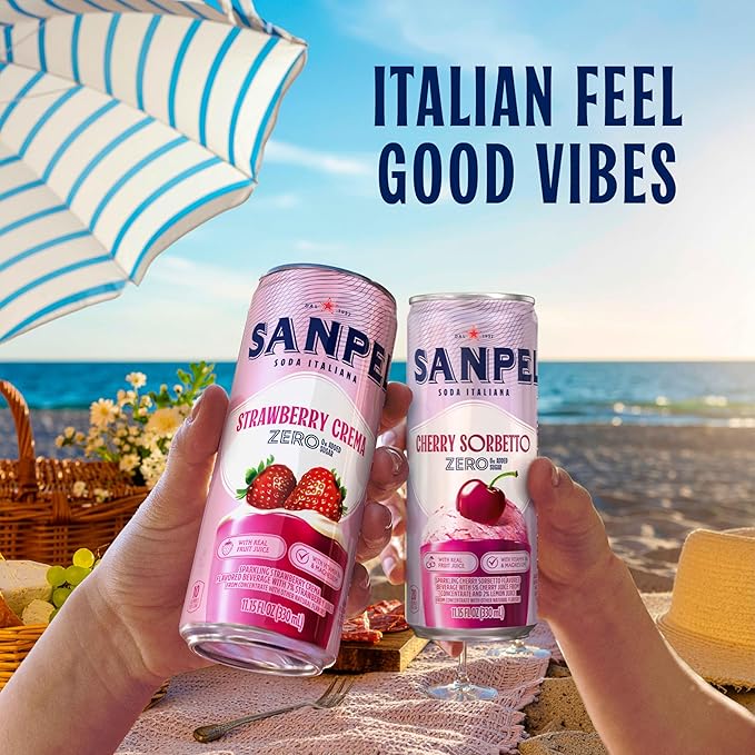 Sanpellegrino Soda Italiana Strawberry Crema Italian Sparkling Drink, 0g Added Sugar, Real Fruit Juice, Italian Soda Sparkling Beverage, 24-Pack - Image 4