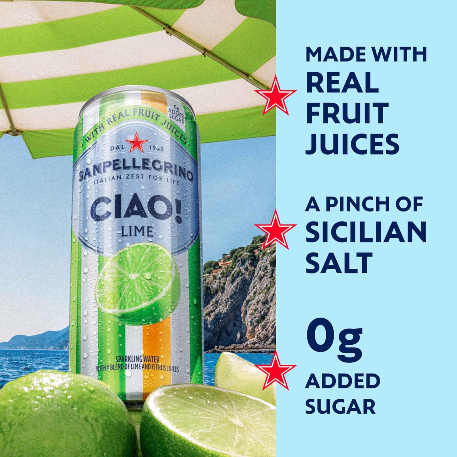 Sanpellegrino CIAO! Lime Sparkling Water, Low-Cal, 0g Added Sugar, 24-Pack - Image 4