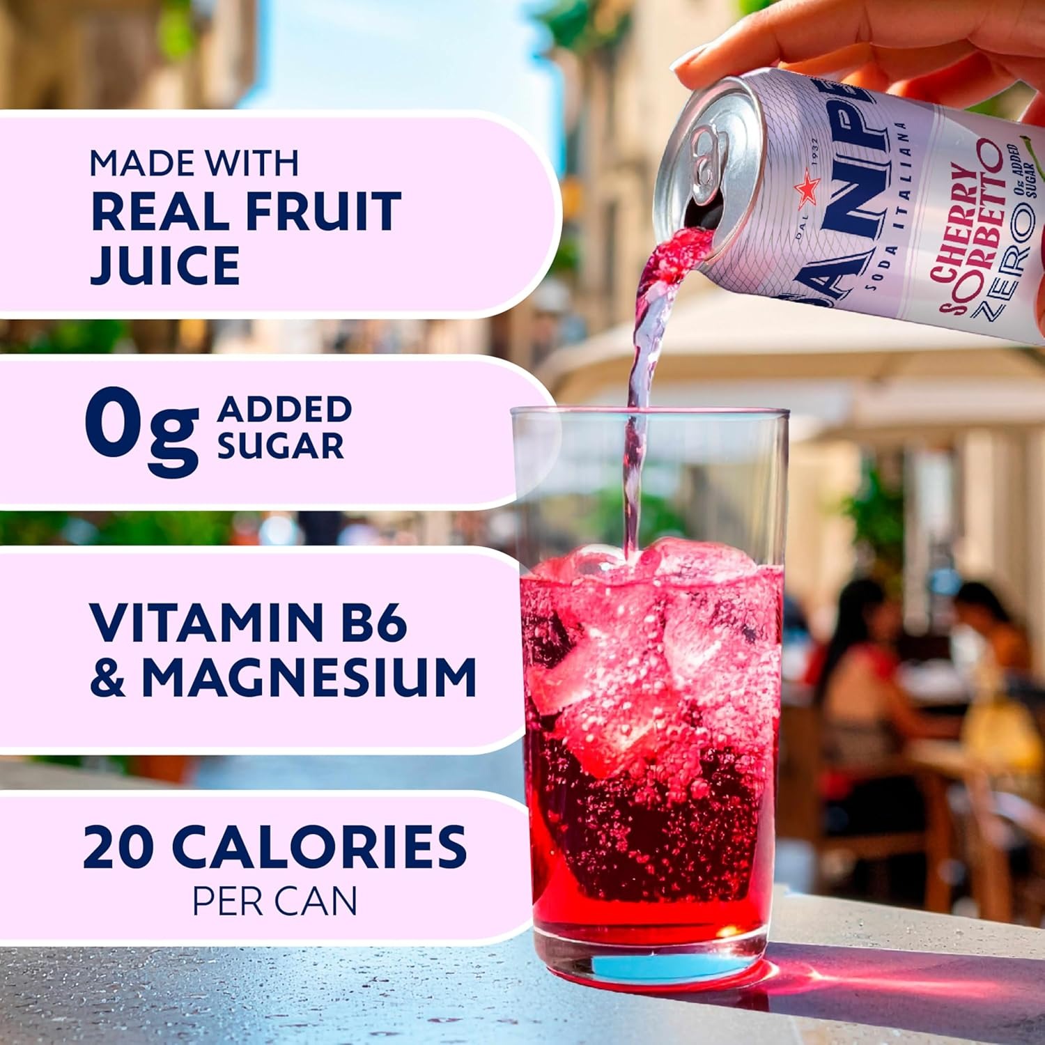 Sanpellegrino Soda Italiana Cherry Sorbetto Italian Sparkling Drink, 0g Added Sugar, Real Fruit Juice, Italian Soda Sparkling Beverage, 24-Pack - Image 3